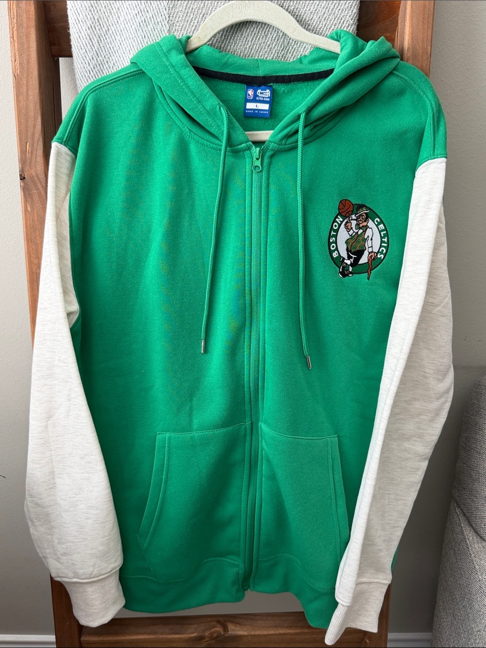 NBA Green and White Boston Celtics Full-Zip Hoodie